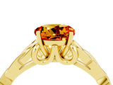 Yellow gold Round Cut Citrine Solitaire Celtic Knot Ring with Four-Prong Setting_16