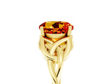 Yellow gold Round Cut Citrine Solitaire Celtic Knot Ring with Four-Prong Setting_17