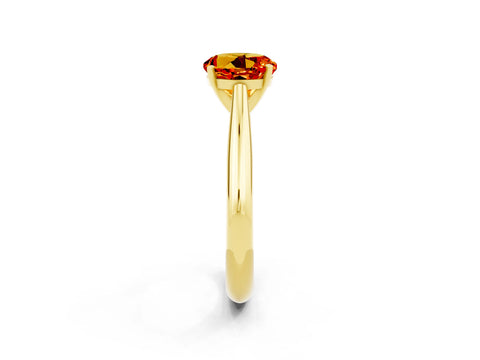 Yellow gold Round Cut Citrine Solitaire Engagement Ring with Cathedral Setting and Four-Prong Mount_14