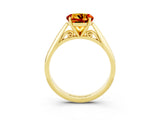 Yellow gold Round Cut Citrine Solitaire Engagement Ring with Cathedral Setting and Four-Prong Mount_27