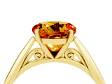 Yellow gold Round Cut Citrine Solitaire Engagement Ring with Cathedral Setting and Four-Prong Mount_28