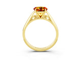 Yellow gold Round Cut Citrine Solitaire Engagement Ring with Cathedral Setting and Four-Prong Mount_33
