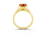 Yellow gold Round Cut Citrine Solitaire Engagement Ring with Cathedral Setting and Four-Prong Mount_75