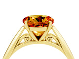Yellow gold Round Cut Citrine Solitaire Engagement Ring with Cathedral Setting and Four-Prong Mount_76