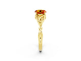 Yellow gold Round Cut Citrine Solitaire Engagement Ring with Celtic Knot Band and Four-Prong Setting_2