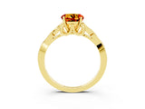 Yellow gold Round Cut Citrine Solitaire Engagement Ring with Celtic Knot Band and Four-Prong Setting_3