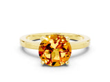 Yellow gold Round Cut Citrine Solitaire Engagement Ring with Classic Band and Four-Prong Setting_24