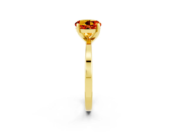 Yellow gold Round Cut Citrine Solitaire Engagement Ring with Classic Band and Four-Prong Setting