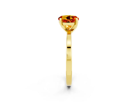 Yellow gold Round Cut Citrine Solitaire Engagement Ring with Classic Band and Four-Prong Setting_26