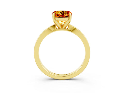 Yellow gold Round Cut Citrine Solitaire Engagement Ring with Classic Band and Four-Prong Setting_27