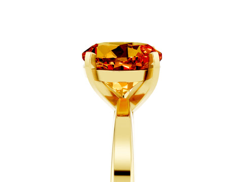 Yellow gold Round Cut Citrine Solitaire Engagement Ring with Classic Band and Four-Prong Setting_29