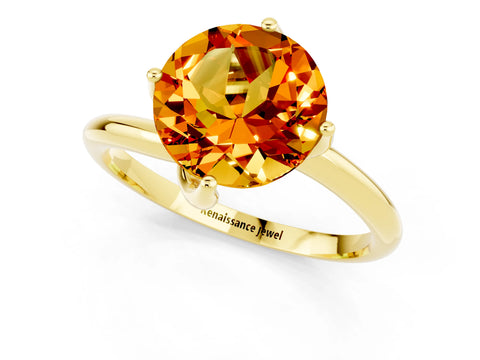 Yellow gold Round Cut Citrine Solitaire Engagement Ring with Four-Prong Setting and Classic Band_13