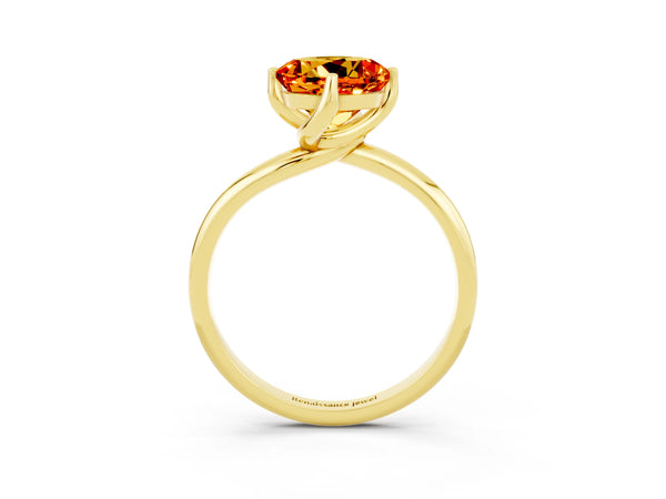 Yellow gold Round Cut Citrine Solitaire Engagement Ring with Four-Prong Setting and Classic Band