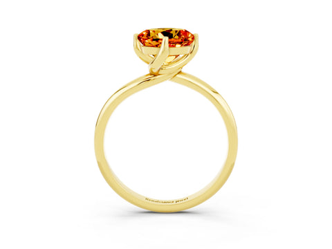 Yellow gold Round Cut Citrine Solitaire Engagement Ring with Four-Prong Setting and Classic Band_15