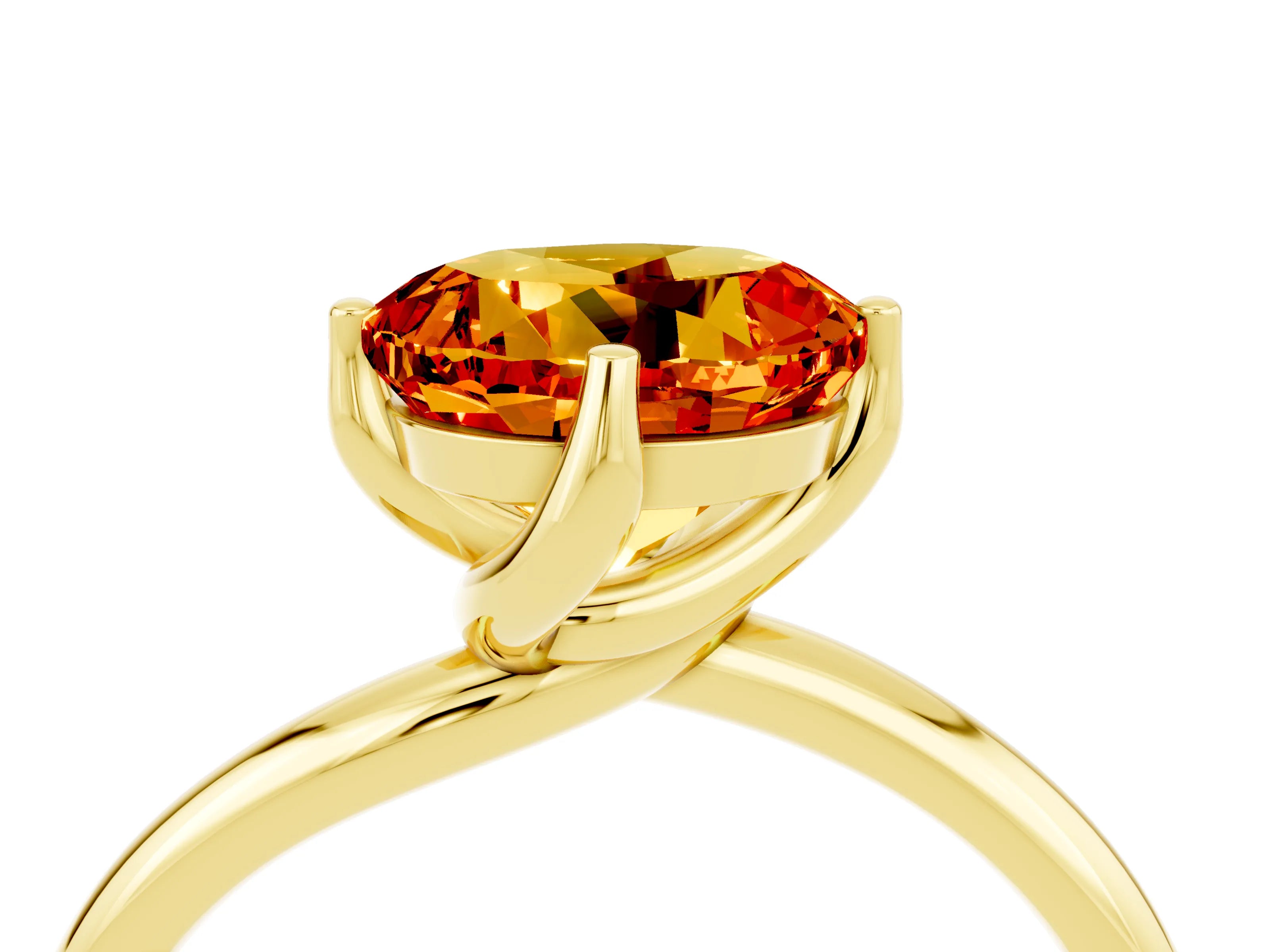 Yellow gold Round Cut Citrine Solitaire Engagement Ring with Four-Prong Setting and Classic Band_16