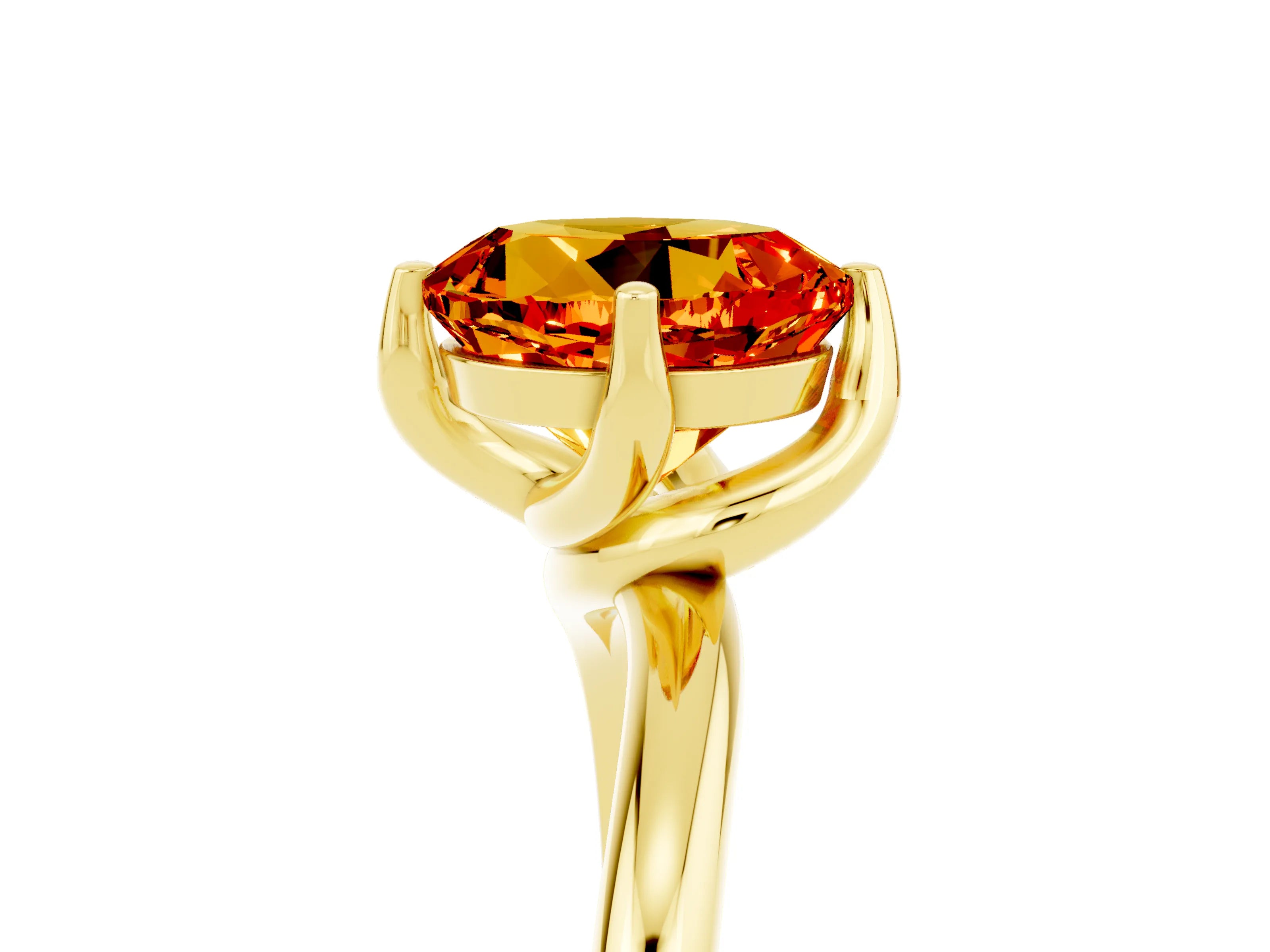 Yellow gold Round Cut Citrine Solitaire Engagement Ring with Four-Prong Setting and Classic Band_17