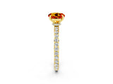 Yellow gold Round Cut Citrine Solitaire Engagement Ring with Pavé Band and Four-Prong Setting_2