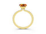 Yellow gold Round Cut Citrine Solitaire Engagement Ring with Pavé Band and Four-Prong Setting_3