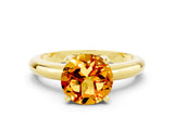Yellow gold Round Cut Citrine Solitaire Engagement Ring with Round Band and Four-Prong Setting