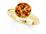 Yellow gold Round Cut Citrine Solitaire Engagement Ring with Round Band and Four-Prong Setting_1