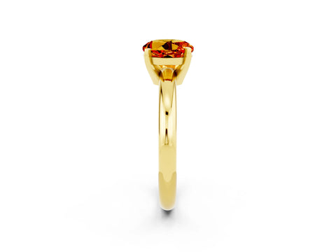 Yellow gold Round Cut Citrine Solitaire Engagement Ring with Round Band and Four-Prong Setting_2