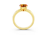 Yellow gold Round Cut Citrine Solitaire Engagement Ring with Round Band and Four-Prong Setting_3