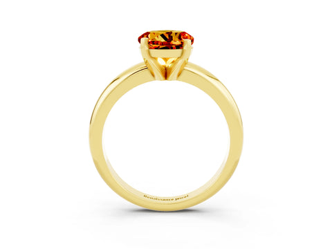 Yellow gold Round Cut Citrine Solitaire Engagement Ring with Round Band and Four-Prong Setting_3