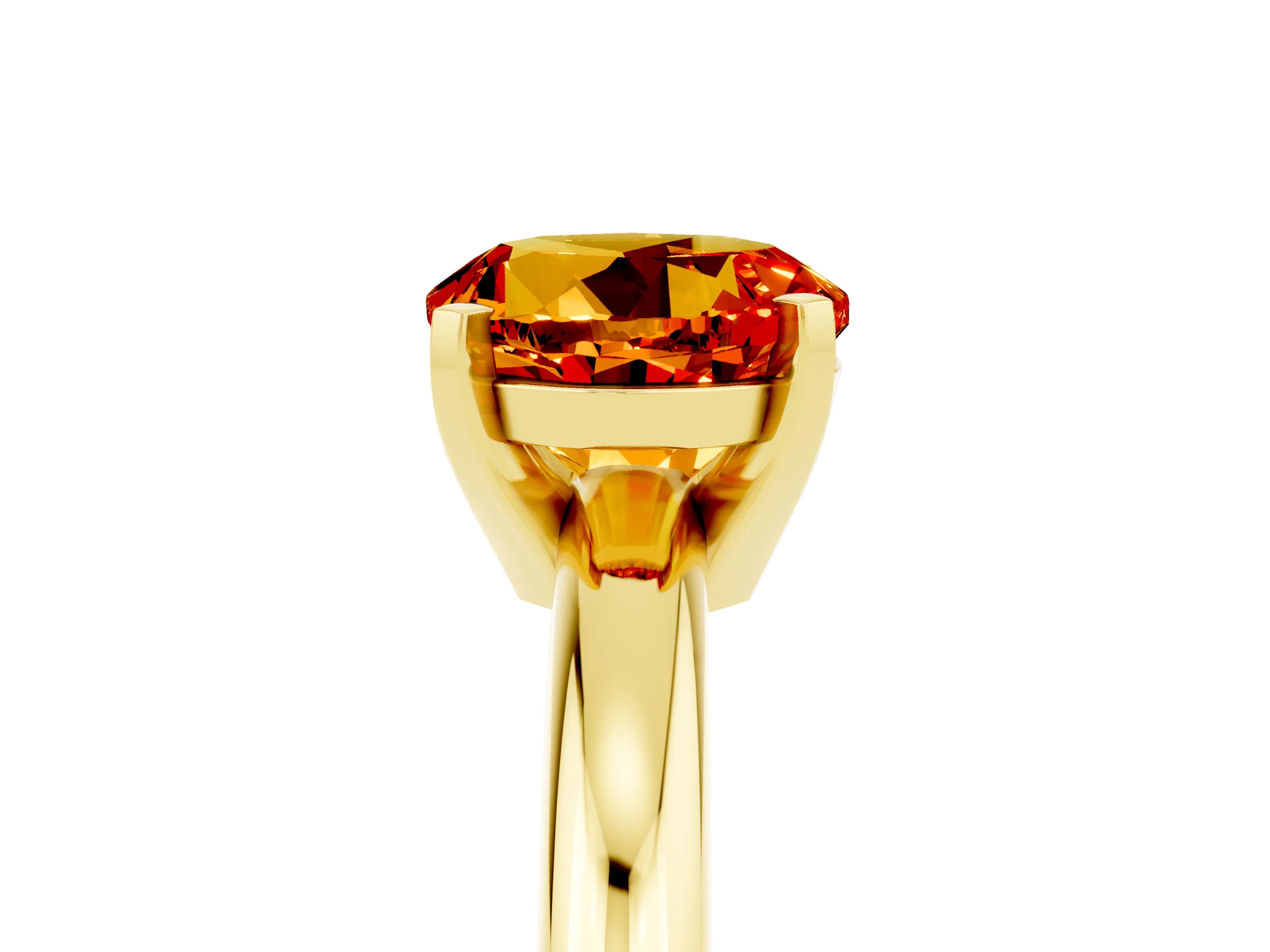Yellow gold Round Cut Citrine Solitaire Engagement Ring with Round Band and Four-Prong Setting_5