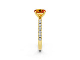 Yellow gold Round Cut Citrine Solitaire Pavé Band with Four-Prong Setting_2