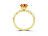 Yellow gold Round Cut Citrine Solitaire Pavé Band with Four-Prong Setting_3
