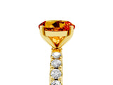 Yellow gold Round Cut Citrine Solitaire Pavé Band with Four-Prong Setting_5