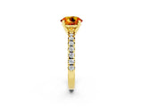 Yellow gold Round Cut Citrine Solitaire Pavé Engagement Ring with Round Band and Prong Setting_14