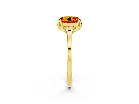 Yellow gold Round Cut Citrine Solitaire Ring with Flower Prong Setting and Classic Band_14