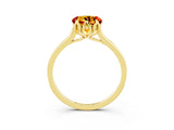 Yellow gold Round Cut Citrine Solitaire Ring with Flower Prong Setting and Classic Band_15