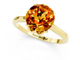Yellow gold Round Cut Citrine Solitaire Ring with Flower Prong Setting and Classic Band_37