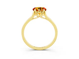 Yellow gold Round Cut Citrine Solitaire Ring with Flower Prong Setting and Classic Band_39