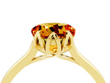 Yellow gold Round Cut Citrine Solitaire Ring with Flower Prong Setting and Classic Band_40