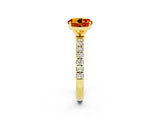 Yellow gold Round Cut Citrine Solitaire Ring with Pavé Accents and Four-Prong Setting_2