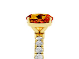 Yellow gold Round Cut Citrine Solitaire Ring with Pavé Accents and Four-Prong Setting_5