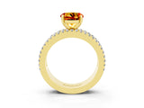 Yellow gold Round Cut Citrine Solitaire Ring with Pavé and Channel Set Band_3