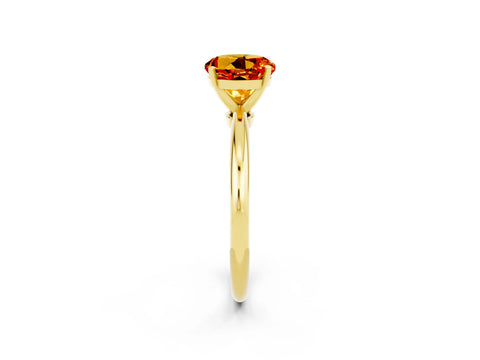 Yellow gold Round Cut Citrine Solitaire Ring with Six-Prong Setting and Classic Band_2