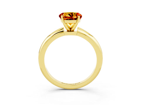 Yellow gold Round Cut Citrine Solitaire Ring with Six-Prong Setting and Classic Band_3