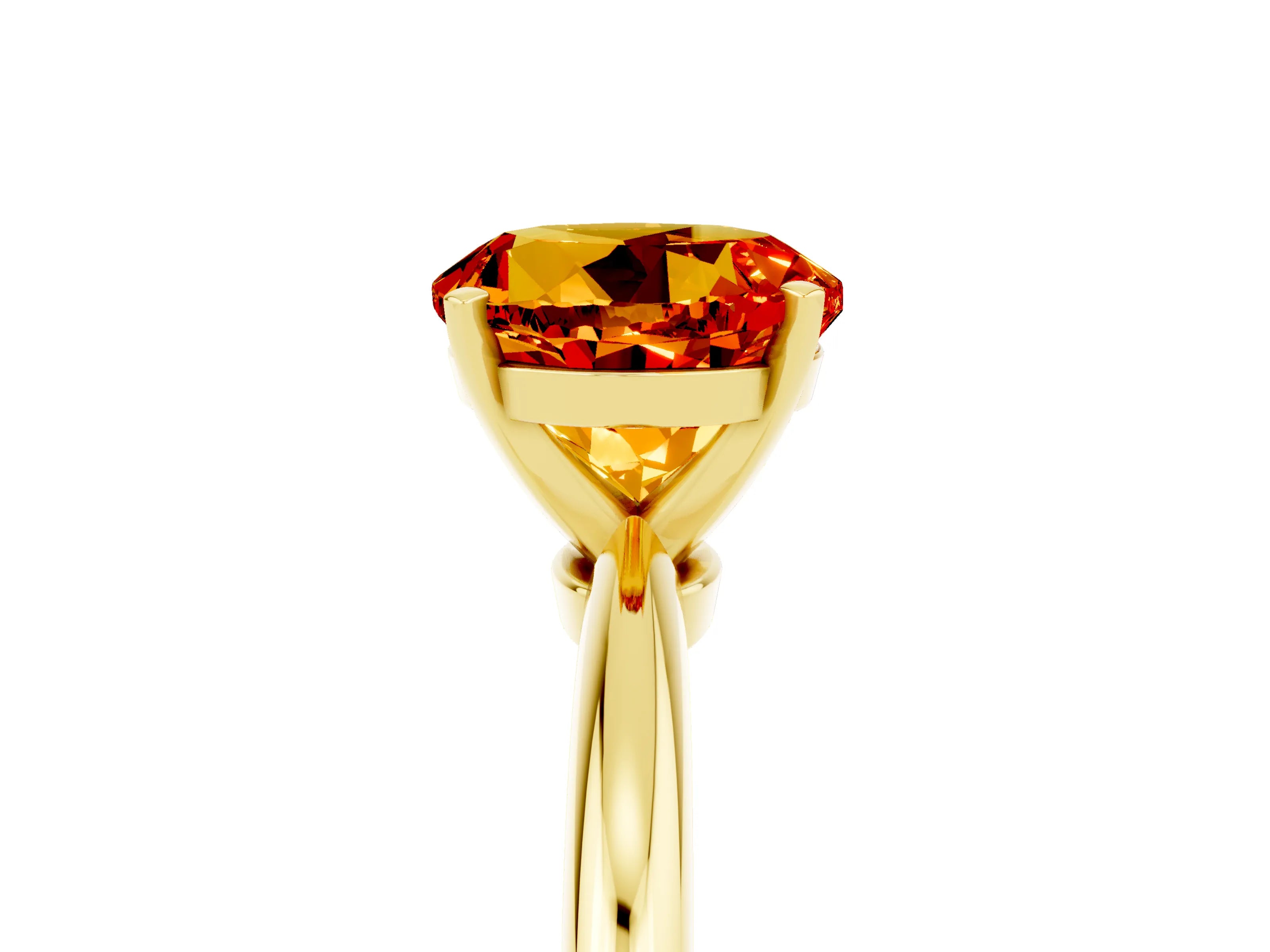 Yellow gold Round Cut Citrine Solitaire Ring with Six-Prong Setting and Classic Band_5