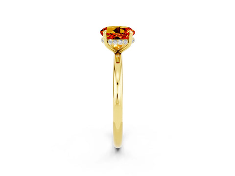 Yellow gold Round Cut Citrine Solitaire Ring with Thin Band and Four-Prong Setting_14