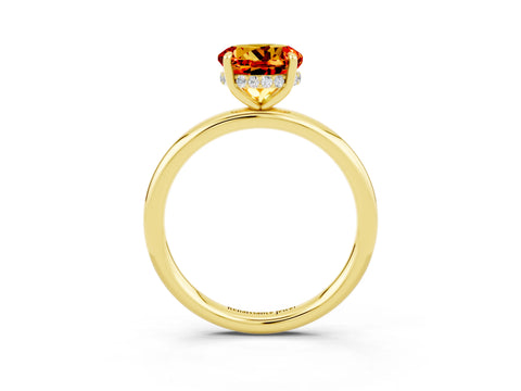 Yellow gold Round Cut Citrine Solitaire Ring with Thin Band and Four-Prong Setting_15
