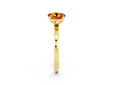 Yellow gold Round Cut Citrine Solitaire Ring with Thin Band and Prong Setting_14