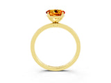 Yellow gold Round Cut Citrine Solitaire Ring with Thin Band and Prong Setting_15
