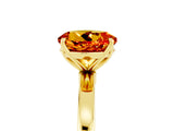 Yellow gold Round Cut Citrine Solitaire Ring with Thin Band and Prong Setting_17