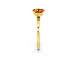 Yellow gold Round Cut Citrine Solitaire Ring with Thin Band and Prong Setting_26