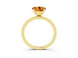 Yellow gold Round Cut Citrine Solitaire Ring with Thin Band and Prong Setting_27